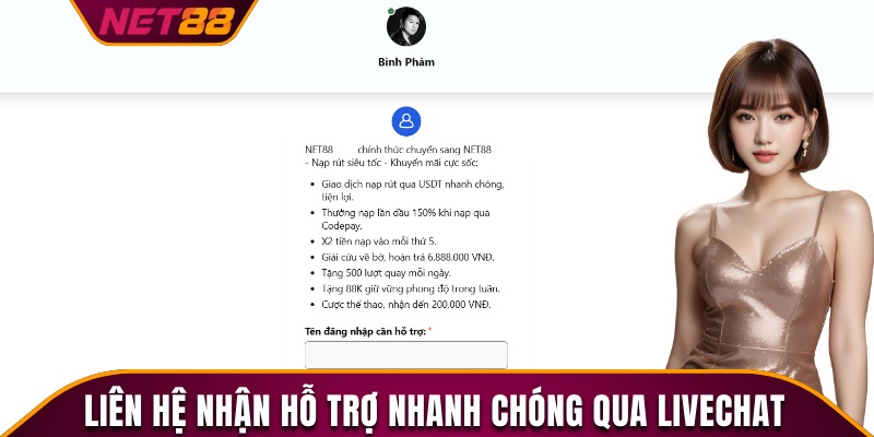 Liên hệ nhận hỗ trợ nhanh chóng và miễn phí qua Livechat