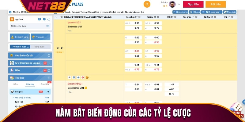 Nắm bắt biến động của các tỷ lệ cược