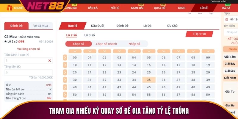 Tham gia nhiều kỳ quay số để gia tăng tỷ lệ trúng